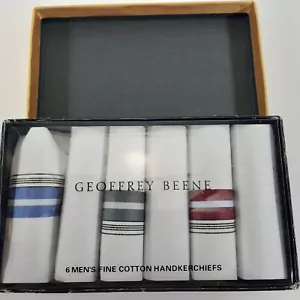 Geoffrey Beene Cotton Handkerchiefs 6 Pack Pattern Gift Box Set NEW Original Box - Picture 1 of 1