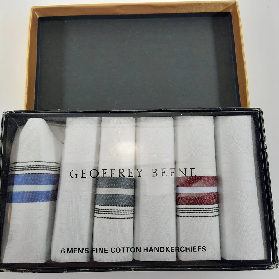 Geoffrey Beene Cotton Handkerchiefs 6 Pack Pattern Gift Box Set NEW Original Box - Image 1 of 1