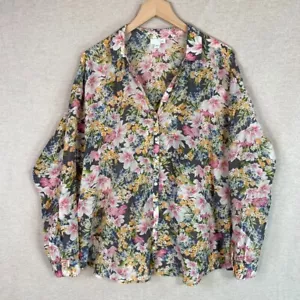Top donna J Jill misto seta floreale con bottoni taglia XL manica lunga bloomcore - Foto 1 di 10