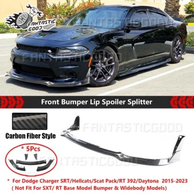 Kit de labios de parachoques delantero estilo fibra de carbono estilo V4 para Dodge Charger SRT 2015-23 Foto 1 de 4