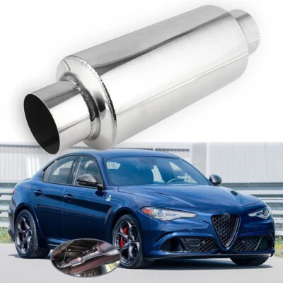 Ressonador de escape 12" comprimento aço inoxidável para Alfa Romeo Giulia 2,5" ID/ OD - Imagem 1 de 4