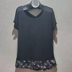 Torrid Womens Tunic Top Black Floral Short Sleeve Ruffles Lace Cutout Plus 18W - Picture 1 of 9