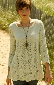 Knitting Pattern copy Ladies lace sleeve & hem tunic long jumper DK 35-50" 141J - Picture 1 of 4