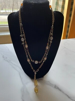 雅芳标记 MN 复古项链金色银色琥珀黄色珠宝 22 — 第 1/4 张图片