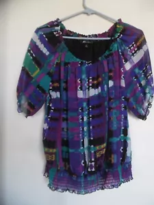 Camicetta top AB Studio donna multicolore stile contadino elastico in vita taglia S - Foto 1 di 3