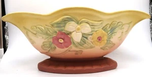 VTG Hull Art USA Pottery Wildflower Pink Yellow White 13" Fruit or Console Bowl - Picture 1 of 21