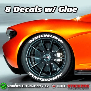 Tire Lettering - MICHELIN w/ Flags - 1.50" for 19"20"21" (8 Stickers in WHITE) - Picture 1 of 5