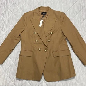 NEW Rag & Bone Preston Double Breasted Blazer in Dark Tan Womens 14P 14 Petite - Picture 1 of 14