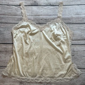 Vintage Olga Lace Camisole Lingerie Top Womens Large Coquette Babydoll Satin 80s - Picture 1 of 9
