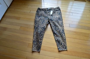 Lane Bryant size 20 brown animal print denim raw hem jeans mid rise - Picture 1 of 9