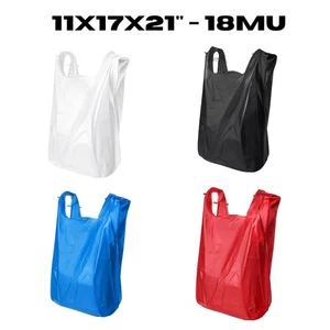 Plastic Vest Carrier Bags with Handel Extra Strong Supermarkets Shops Stalls - Picture 1 of 14