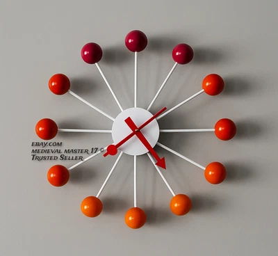 Solid Steel Balls 18 Inch Round Size Multi Color George Nelson Replica Clock - Image 1 of 2