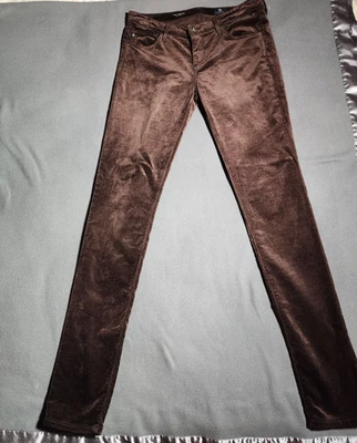 Pantalones de mezclilla Adriano Goldschmied para mujer 28R marrón pana súper ajustados Foto 1 de 4