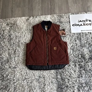 BNWT Vintage Carhartt Vest V02 CLY Clay Quilt Lined Full Zip Canvas Men’s Large - Picture 1 of 8