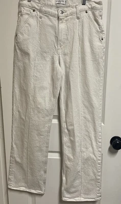 Abercrombie & Fitch Women's The Baggy Mid Rise Jeans Cream Size 28/6L  - Image 1 of 4