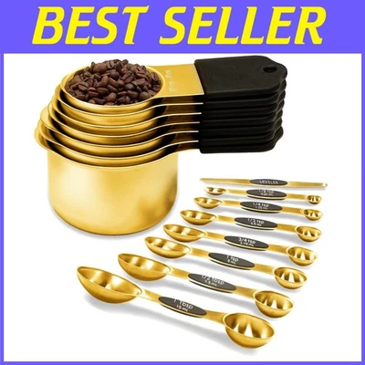 Deluxe Magnetic Measuring Cups & Spoons Set - Gold - Image 1 of 4
