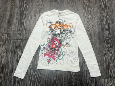 Camiseta Top Hombre Mujer Ed Hardy Christian Audigier Logo Grande Manga Larga Foto 1 de 4