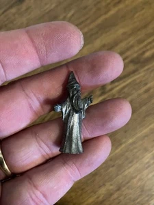 Vintage Collectible Miniature Fine Pewter Figurines Medieval Wizard - Picture 1 of 2