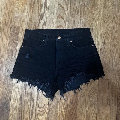 Pantalones Cortos de Jean Wrangler Para Mujer Talla 32 Negro Corte Tiro Alto Festival Boho Foto 1 de 4