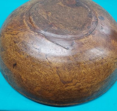  Antique  19th C primitive original  Burl Bowl With Old Restorations - Image 1 of 4