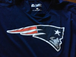 Majestic New England Patriots T Shirt Mens XL Blue Short Sleeve Ring - Picture 1 of 4