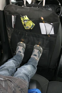 Protector de respaldo de automóvil + 3 bolsillos de malla alfombrilla de protección de asiento para niños base de asiento delantero - Imagen 1 de 1