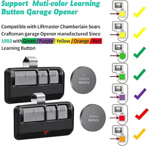 2 for Chamberlain Liftmaster Craftsman Garage Door Opener Remote 893LM Learn - Picture 1 of 14