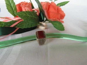 Ring Herrenring Silber 925 Sterlingsilber mit Karneol & Markasiten Ø 18 mm - Bild 1 von 5