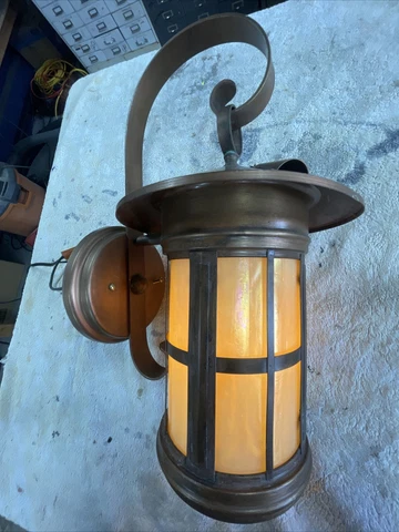 Antique/Vintage Original Solid Copper Slag Glass Porch Light Cover