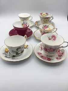 LOTE DE 6 PLATILLOS TAZAS DE TÉ VINTAGE - TODOS DIFERENTES Paragon Taylor & Kent Clare - Imagen 1 de 3