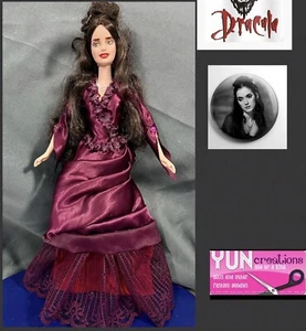Ooak Mina Bram Stoker Dracula Doll -Custom Handmade Collector barbie Art Vampire - Picture 1 of 12