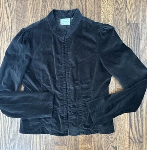 Vintage Y2K Periscope Velvet Black Jacket Whimsigoth Puff Sleeves Size Fit Small - Picture 1 of 11