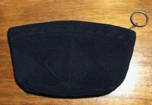 Genuine Corde Clutch Purse Vintage 1940's 1950's Bag Wallet Black Zipper Deco - Picture 1 of 12