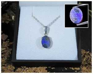 VIBRANT! Natural Cobalt Purple Boulder Opal 8x11mm cabochon silver pendant 🎨 - Picture 1 of 13