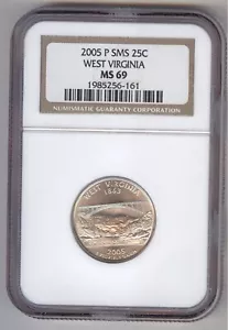 2005-P SMS CLAD 25C WEST VIRGINIA STATEHOOD QUARTER NGC MS 69 - Picture 1 of 2