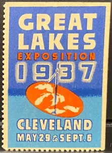 1937 FRANCOBOLLO POSTER CENERENTOLA-GRANDI LAGHI ESPOSIZIONE CLEVELAND OHIO - Foto 1 di 2