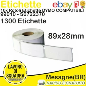 10 Rotoli Etichette Compatibili Dymo 99010 S0722370 89x28 mm LabelWriter 1300 - Imagen 1 de 1