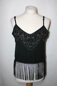 BNWT SIZE SMALL GUESS BLACK BEADED AND TASSELLED TOP 4478 - Picture 1 of 4