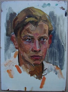 Ukrainian Soviet USSR Oil Painting impressionism child portrait teenager boy - Picture 1 of 2