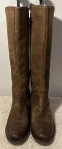Teva Tall Riding Boots Womens 7 Brown Foxy Side Zip Leather Block Heels 1013675 - Picture 1 of 12