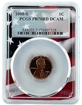 Marco de fotos de bandera Lincoln Penny 2000 S graduación profesional PR70 DCAM Foto 1 de 2