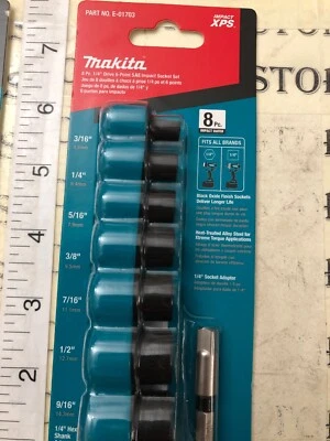 "Nuevo juego de enchufes Makita Impact Xps 1/4"" SAE 6 puntos de accionamiento total 8 piezas" Foto 1 de 4