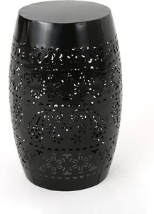 New-Apollos Indoor Lace Cut Iron Accent Table, Black - Picture 1 of 3
