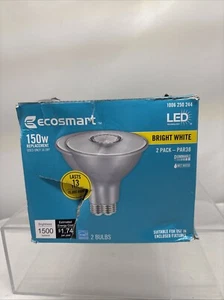 2 X EcoSmart 150-Watt PAR38 Dimmable Flood LED Light Bulb Bright White (B7 - Picture 1 of 8