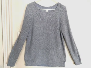 Maglione donna LL Bean L blu tunica maglia girocollo manica lunga carriera ufficio - Foto 1 di 4