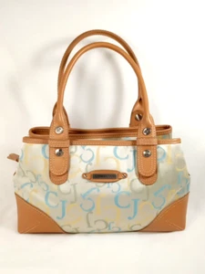 NWOT Caribbean Joe Hand Bag, 3 Zipper Top, Double Handles, Logo Print - Picture 1 of 11