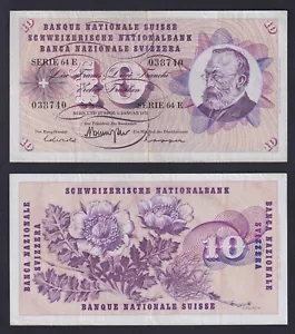 Billete Suizo 10 FRANCOS 1970 P.-45p BB+/VF+ - Imagen 1 de 1