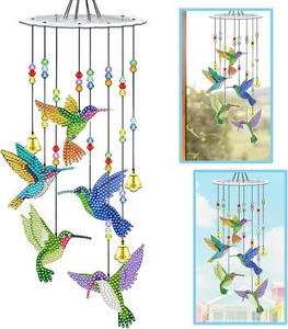 Hummingbird Style Diamond Painting Wind Chime Home Garden Window Decor Hanging - Picture 1 of 16
