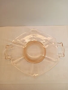PINK DEPRESSION GLASS 6 SIDED 2 HANDLE PLATE/ FREE SHIPPING!! - Picture 1 of 11
