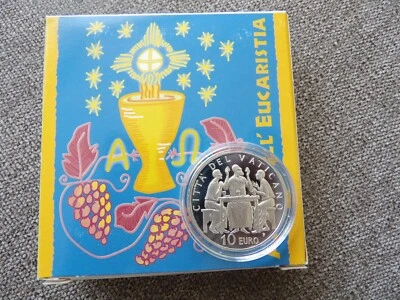 Vaticano 2005 moneda de plata de 10 euros Año de la Eucaristía Foto 1 de 4